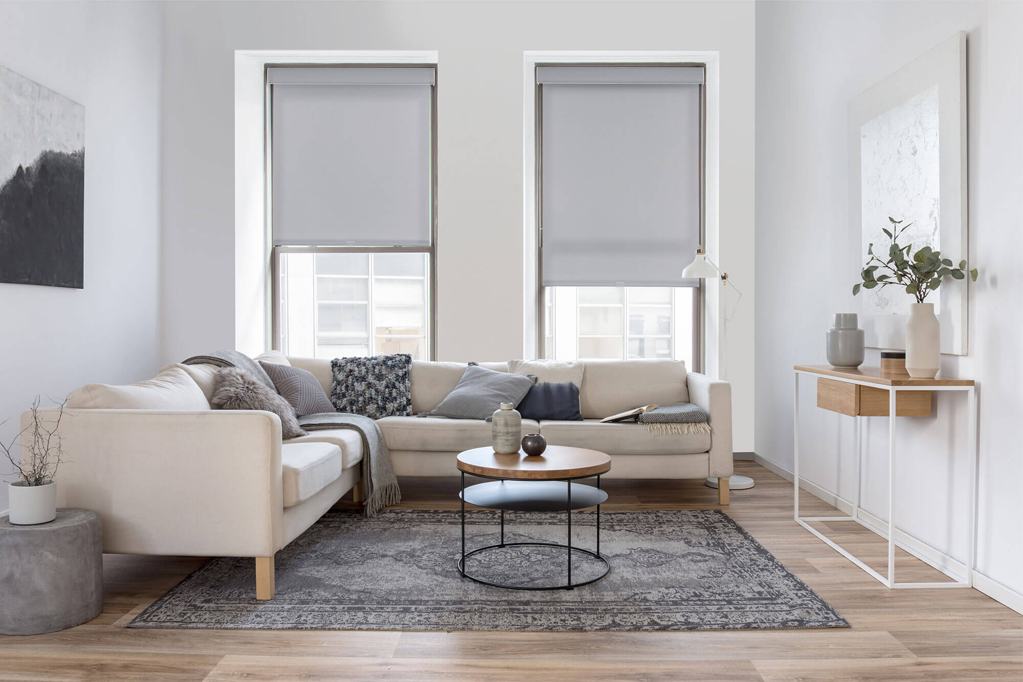 gray cordless roller shade