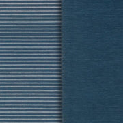 GoDear Design Two fabric swatches side by side, one with vertical stripes and the other solid blue.