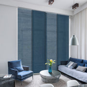 GoDear Design Modern living room with blue furniture and window blinds