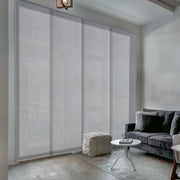 gray adjustable sliding panel blinds