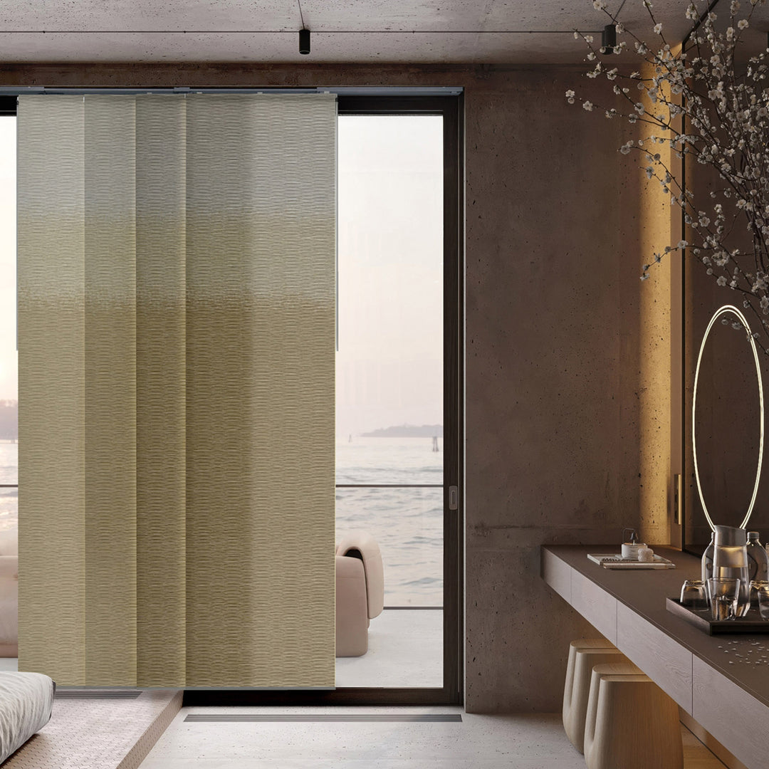 Modern interior with sliding door and decorative elements