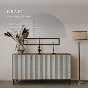 GoDear Modern interior with a sideboard, lamp, and decorative items against a neutral wall.