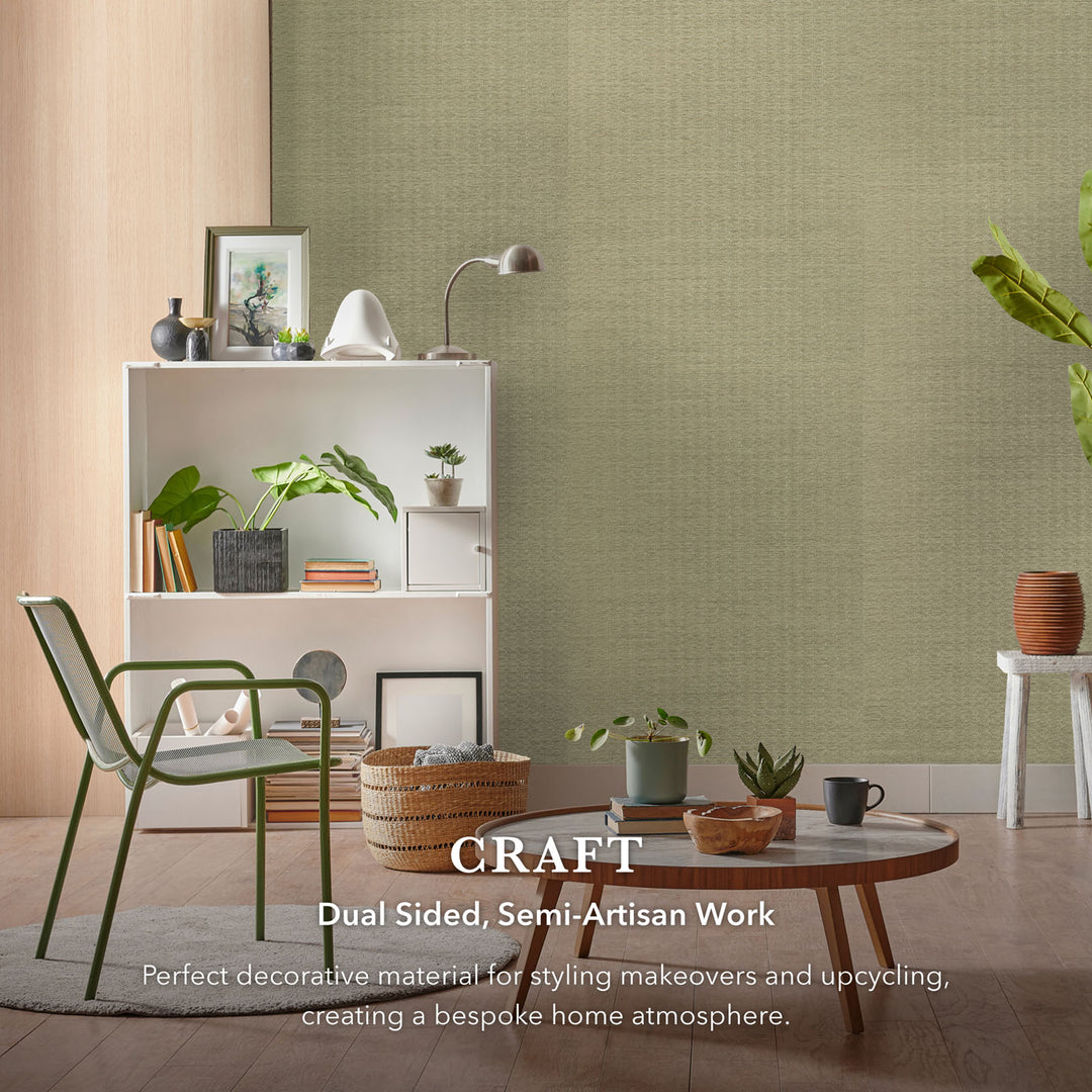 Living room with green wall and furniture, featuring the brand 'CRAFT'.