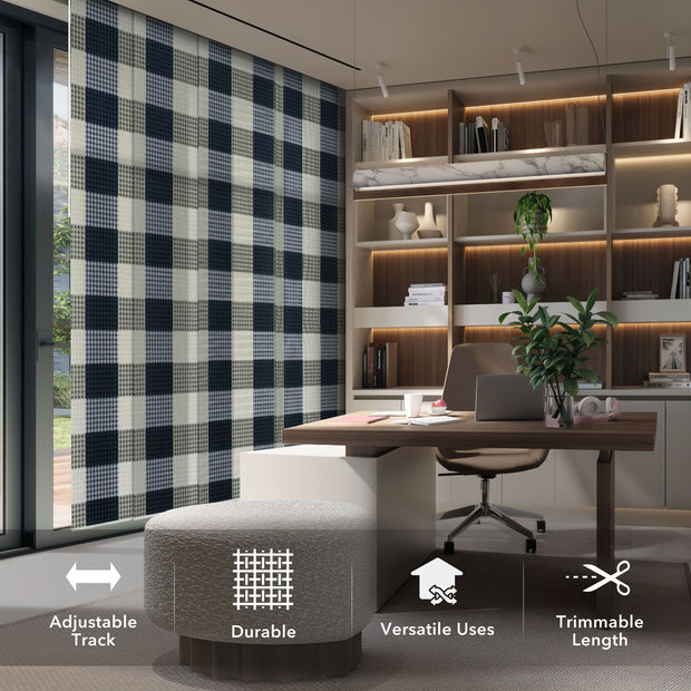 GoDear Design Modern office setup with a desk, chair, and shelves in a well-lit room.