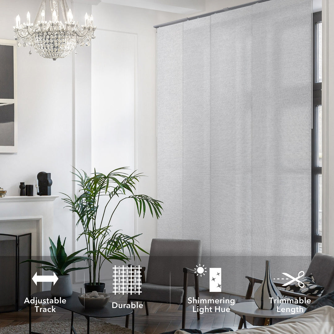 Crystal features white modern panel blinds