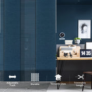 GoDear Design Modern office setup with blue textured wall and desk.