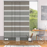 GoDear Design Striped curtain with adjustable track, durable material, versatile uses, and trimmable length features.