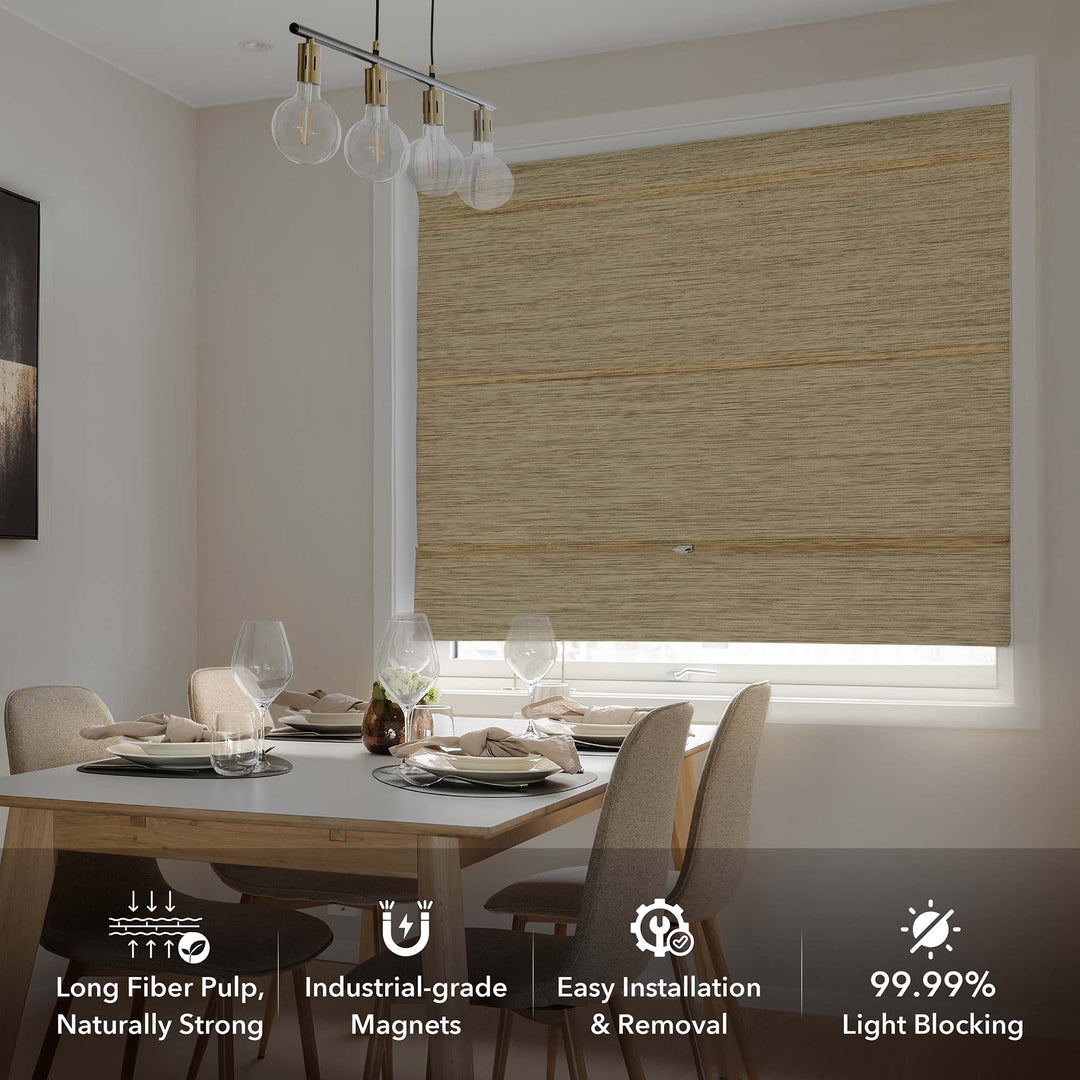 Easy-to-install blackout Roman shades