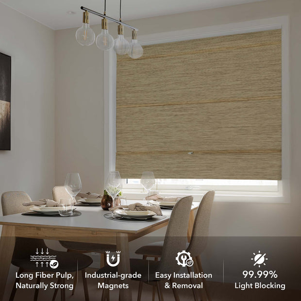 Easy-to-install blackout Roman shades