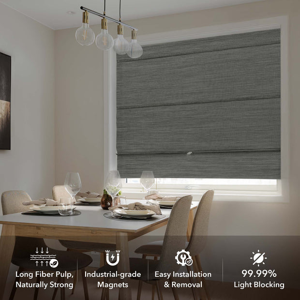 Thermal blackout magnetic Roman blinds