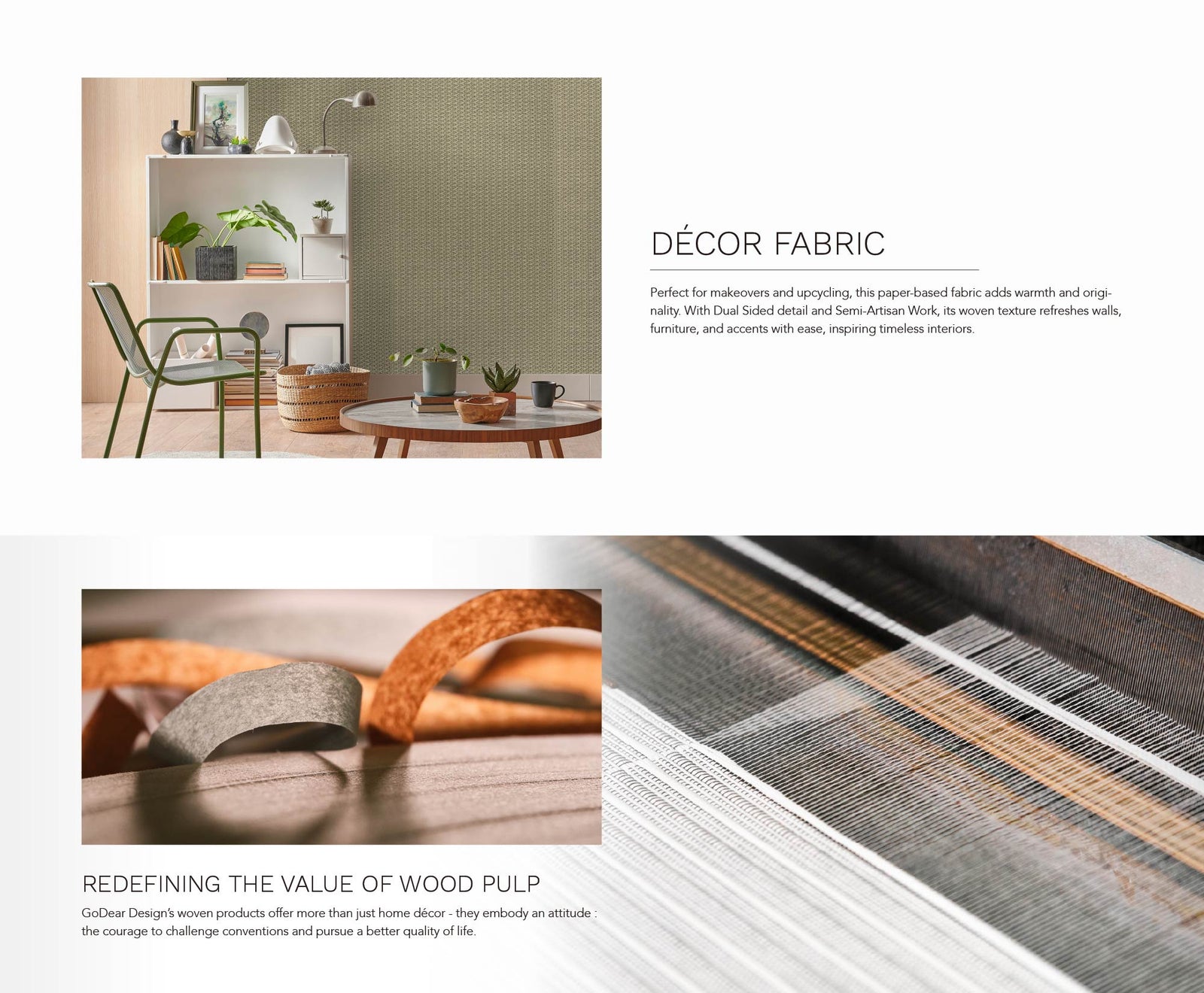 Cozy home office space featuring minimalist chair, potted greenery, woven basket, and natural textured wall design.