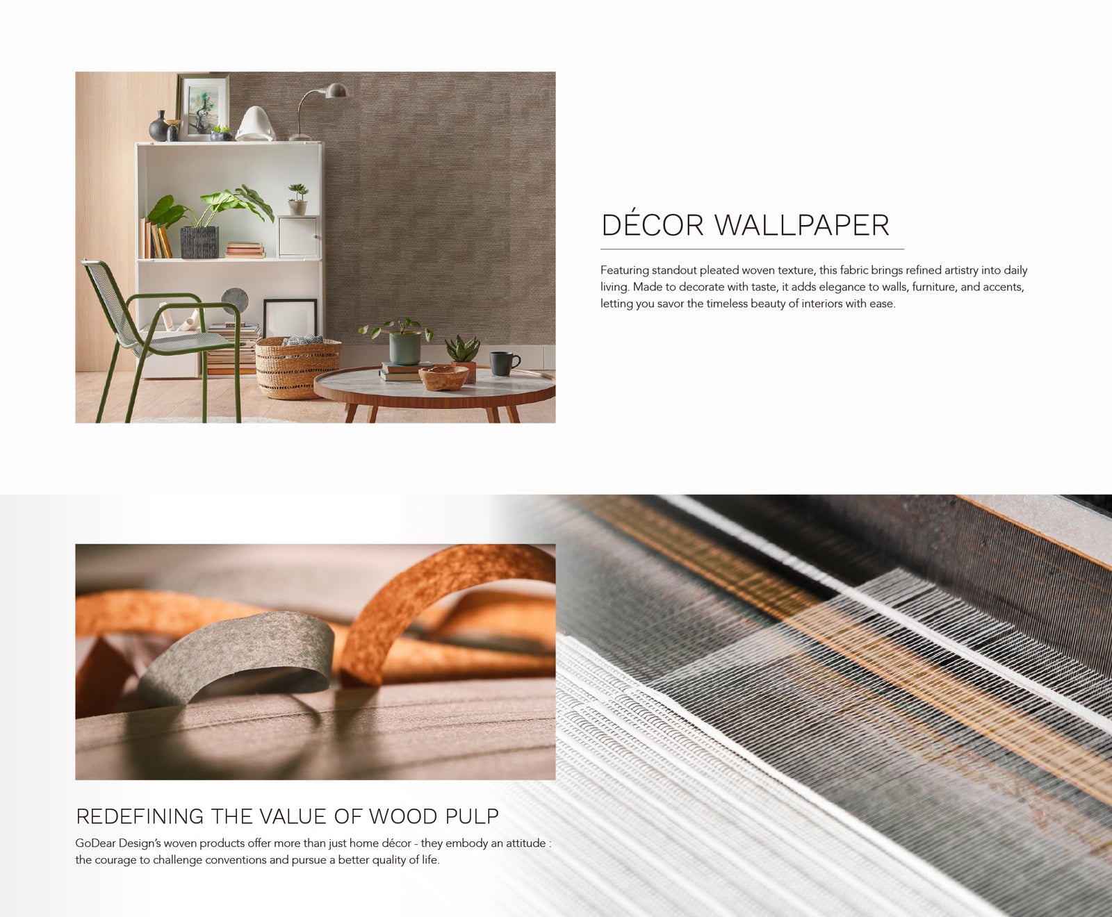 GoDear Design_Decorative wallpaper with a focus on wood pulp and its use in home decor.