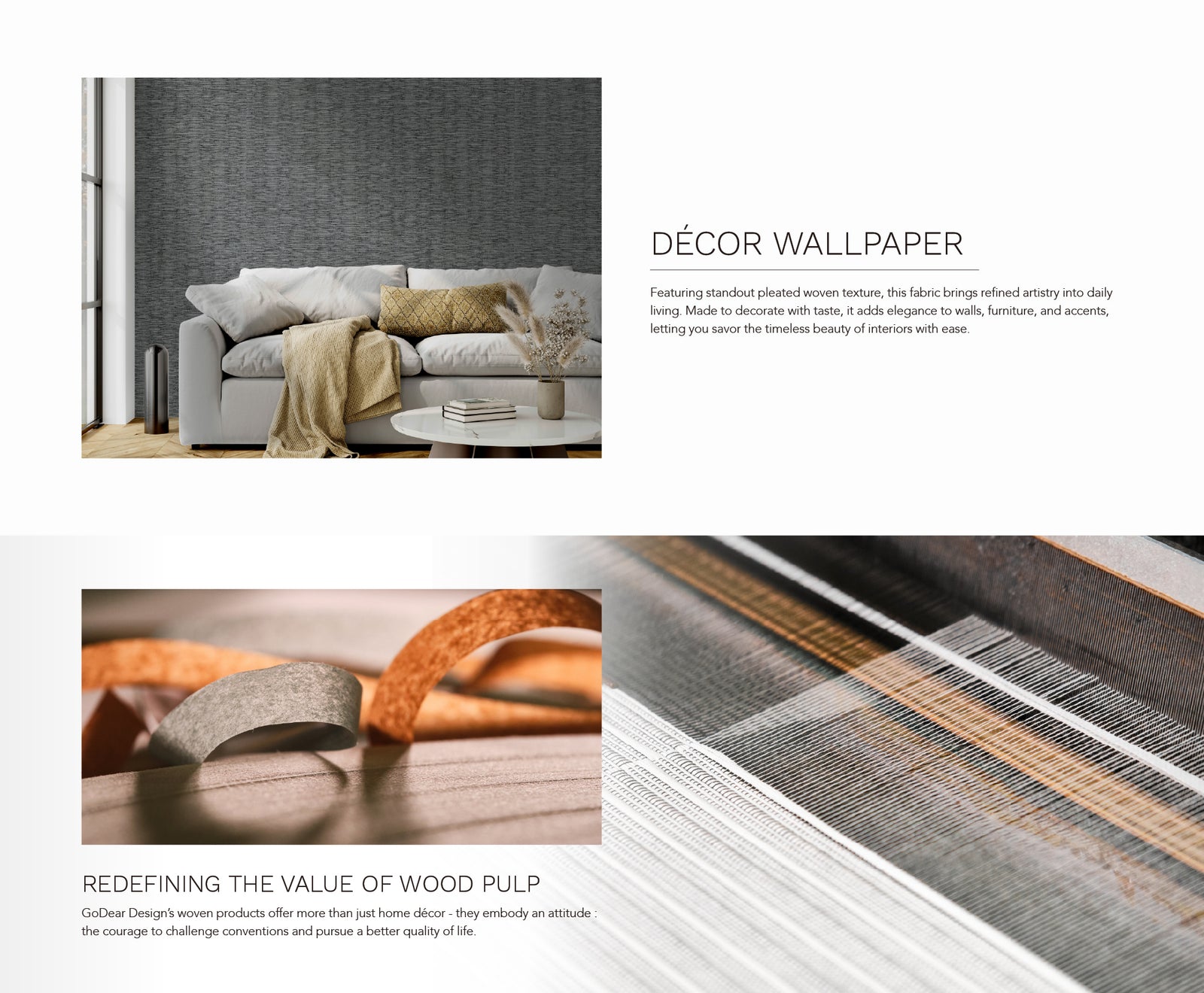 GoDear Design_Decorative wallpaper with a sofa and decor elements in the background
