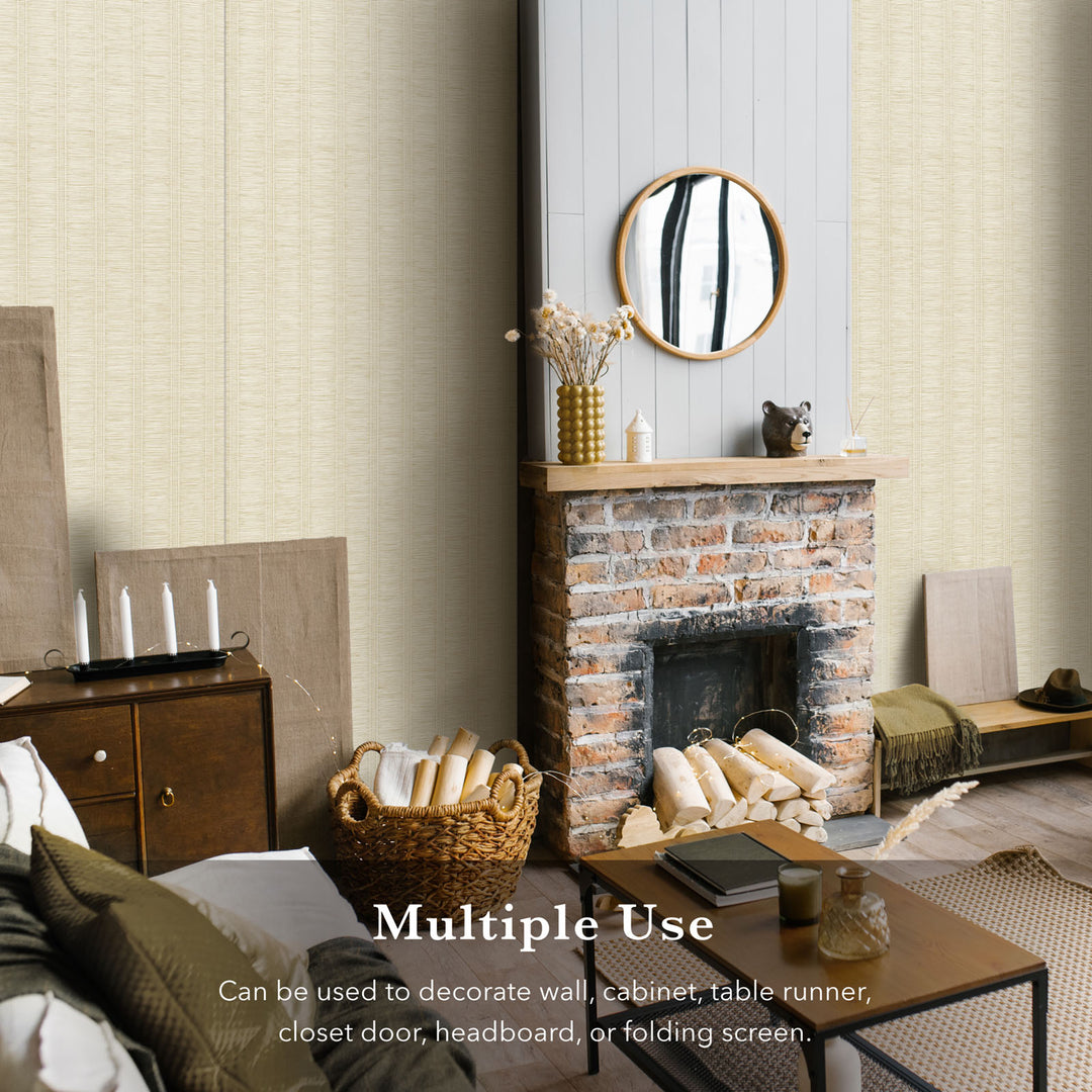 GoDear_Design_Living room with a fireplace, mirror, and decorative items.