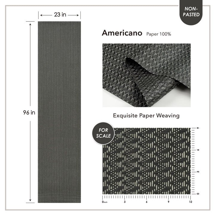 Americano paper with dimensions and fabric texture details on a white background