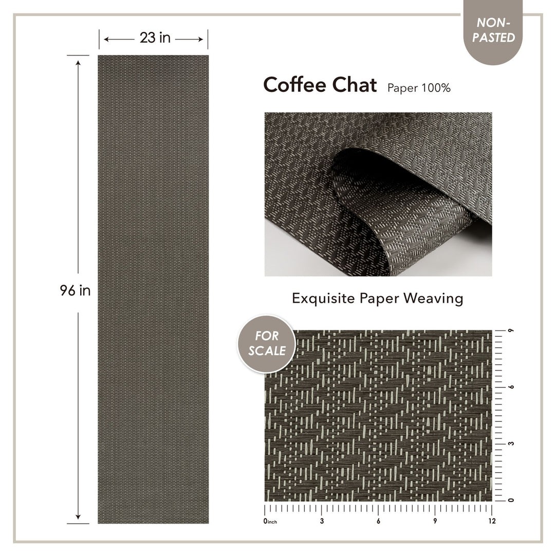 Coffee Chat paper with dimensions and texture details on a white background
