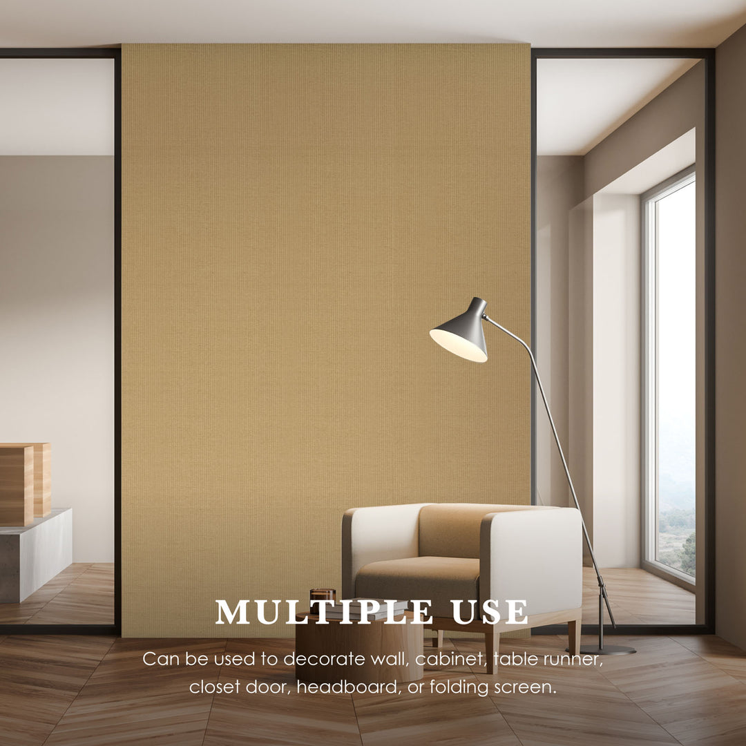 Modern interior with a beige wall, chair, and floor lamp.