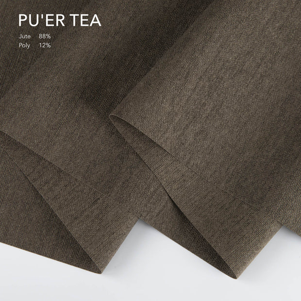 GoDear Brown fabric with 'PU'ER TEA' text and material composition on a white background