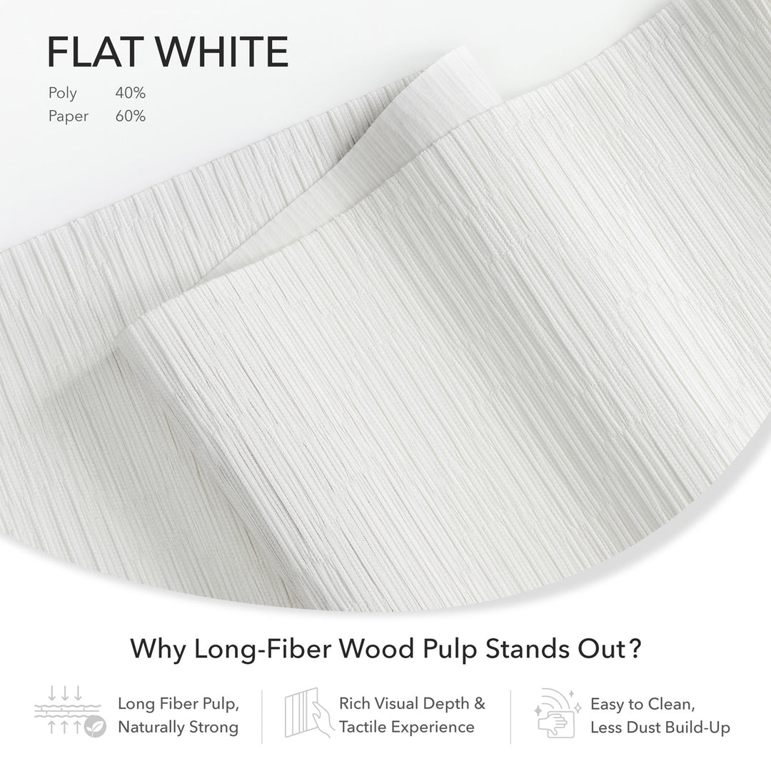 GoDear Close-up of white paper with text about flat white and long-fiber wood pulp.