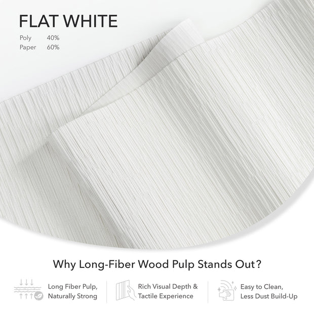 GoDear Close-up of white paper with text about flat white and long-fiber wood pulp.