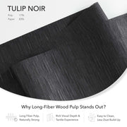GoDear Design Black textured paper with 'Tulip Noir' branding and product details.