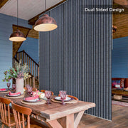 GoDear Dining room with a curtain panel labeled 'Dual Sided Design' in the foreground.