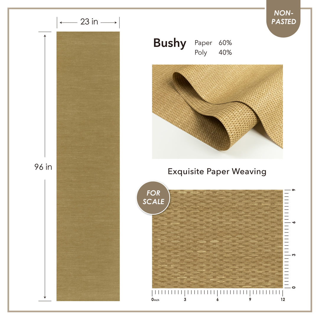 Brown fabric with dimensions and material composition on a white background