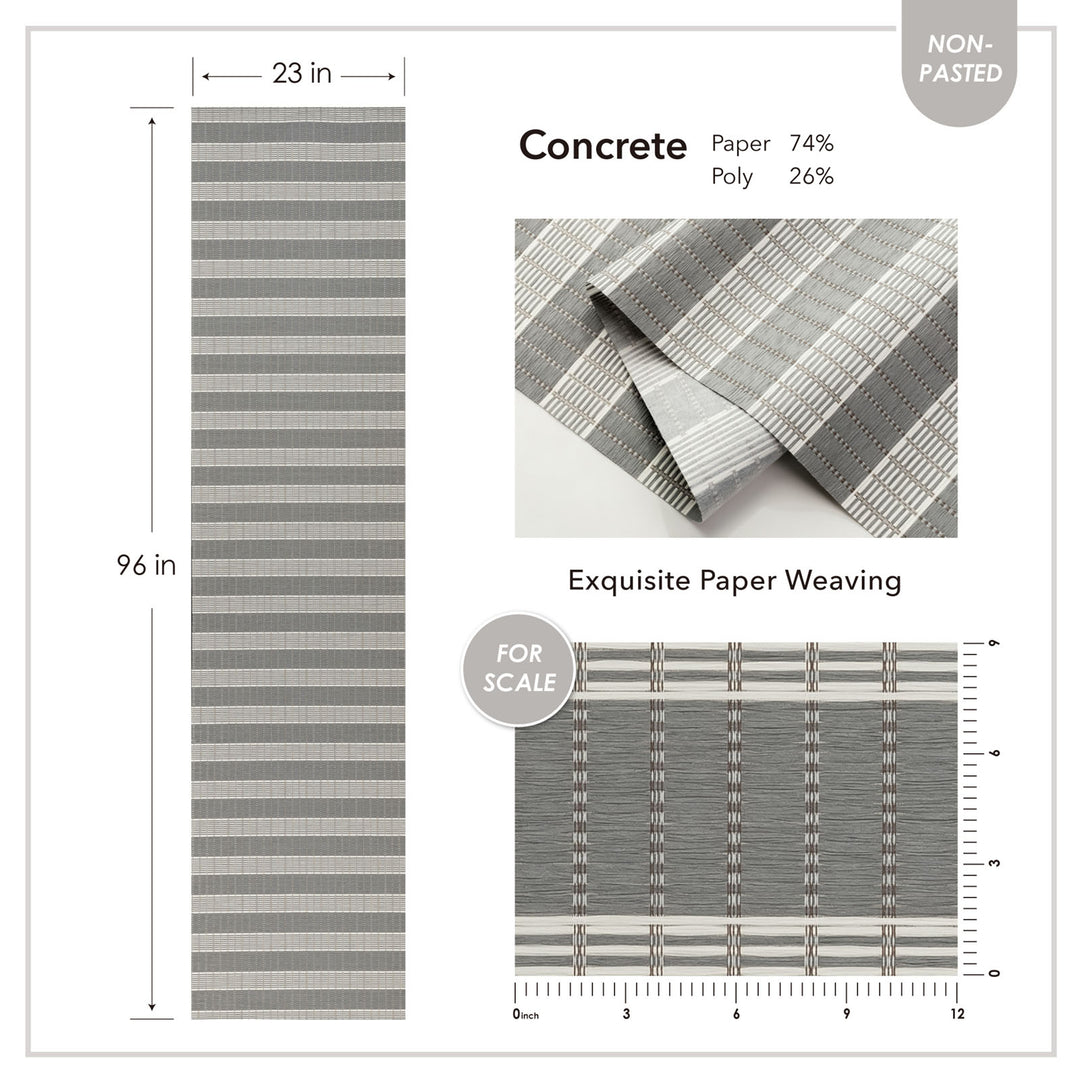 GoDear Gray striped paper with measurements and fabric composition details on a white background