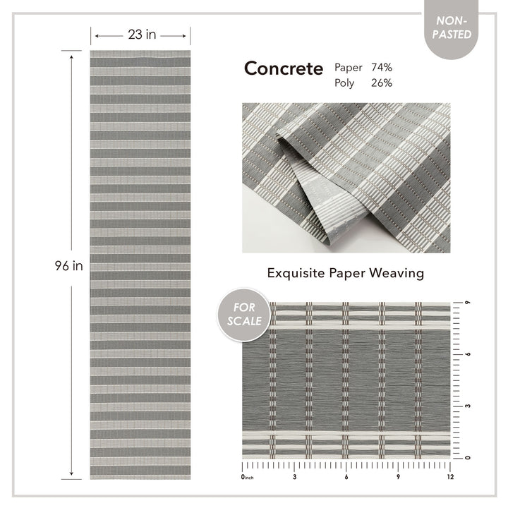 GoDear Gray striped paper with measurements and fabric composition details on a white background