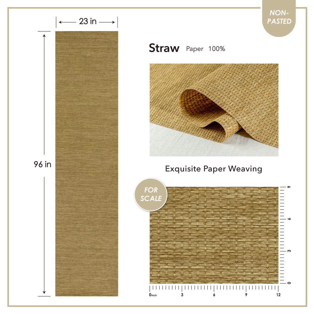 Straw paper with dimensions, texture details, and scale measurement on a white background.
