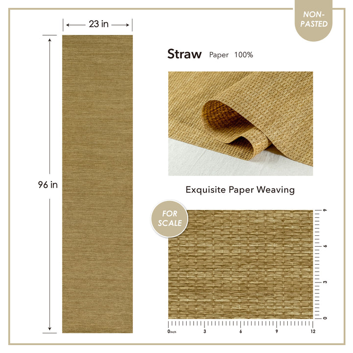 Straw paper with dimensions, texture details, and scale measurement on a white background.