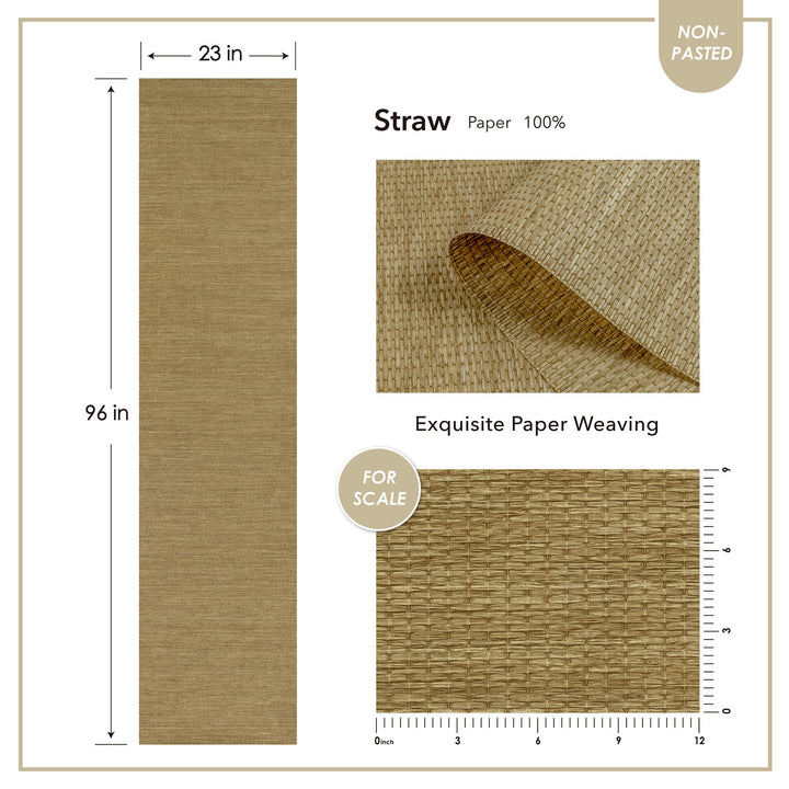 GoDear Design_Straw paper sample with measurements and details on a beige background