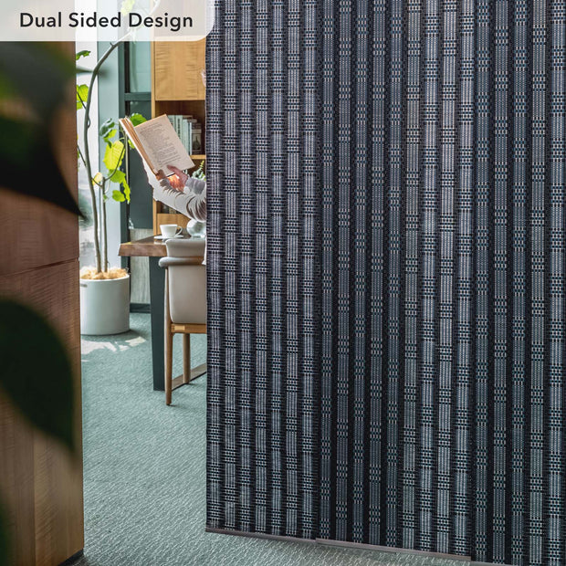 Room divider with a patterned design in a room setting