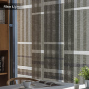 GoDear Design Plaid patterned window curtain with a filter light label