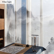 GoDear Room with a desk and wall featuring a mountain landscape painting