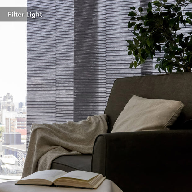 Twilight Ashes semi sheer panel blinds