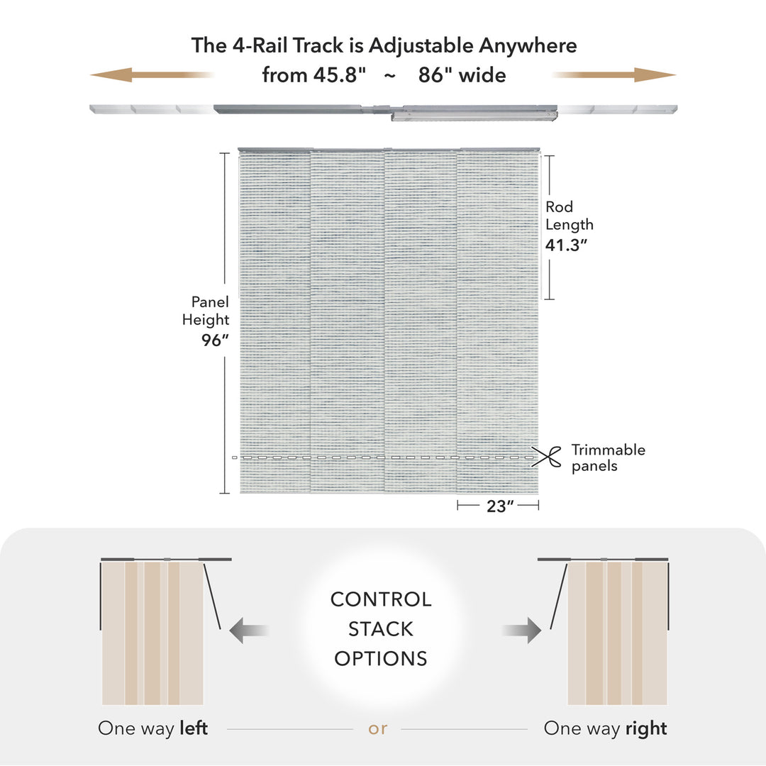 GoDear Measurement chart for a roller shade with adjustable track and panel dimensions.