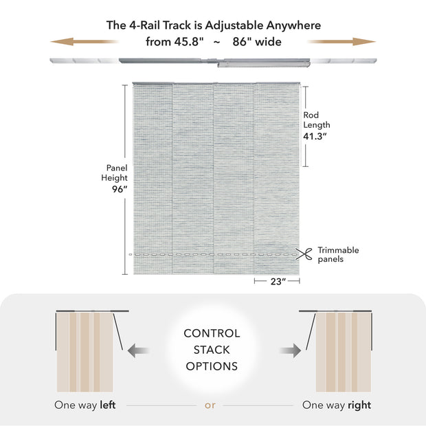 GoDear Measurement chart for a roller shade with adjustable track and panel dimensions.