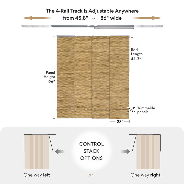 GoDear Measurement chart for a roller blind with adjustable track and panel dimensions.