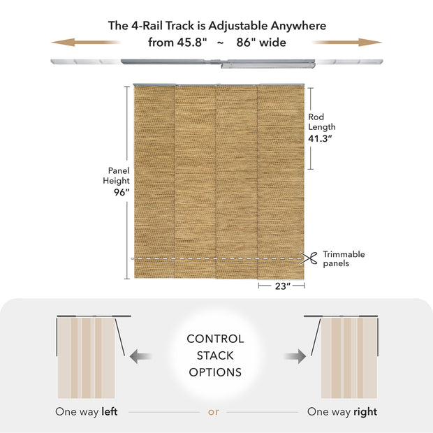 GoDear Measurement chart for a roller blind with adjustable track and panel dimensions.