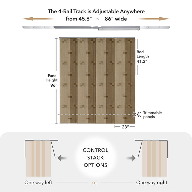 GoDear Design Measurement chart for a curtain track system with dimensions and options.