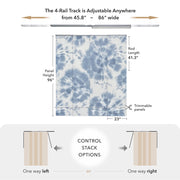 GoDear  Measurement chart for a curtain track system with tie-dye curtain panel
