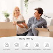 Young couple unpacking in a new home with magnetic Roman shades, ideal for renters, movers, home stylists, remote workers, and privacy seekers.