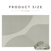 Textile product size 4 x 6 feet with 'Flora Wool Blend' label on a white background