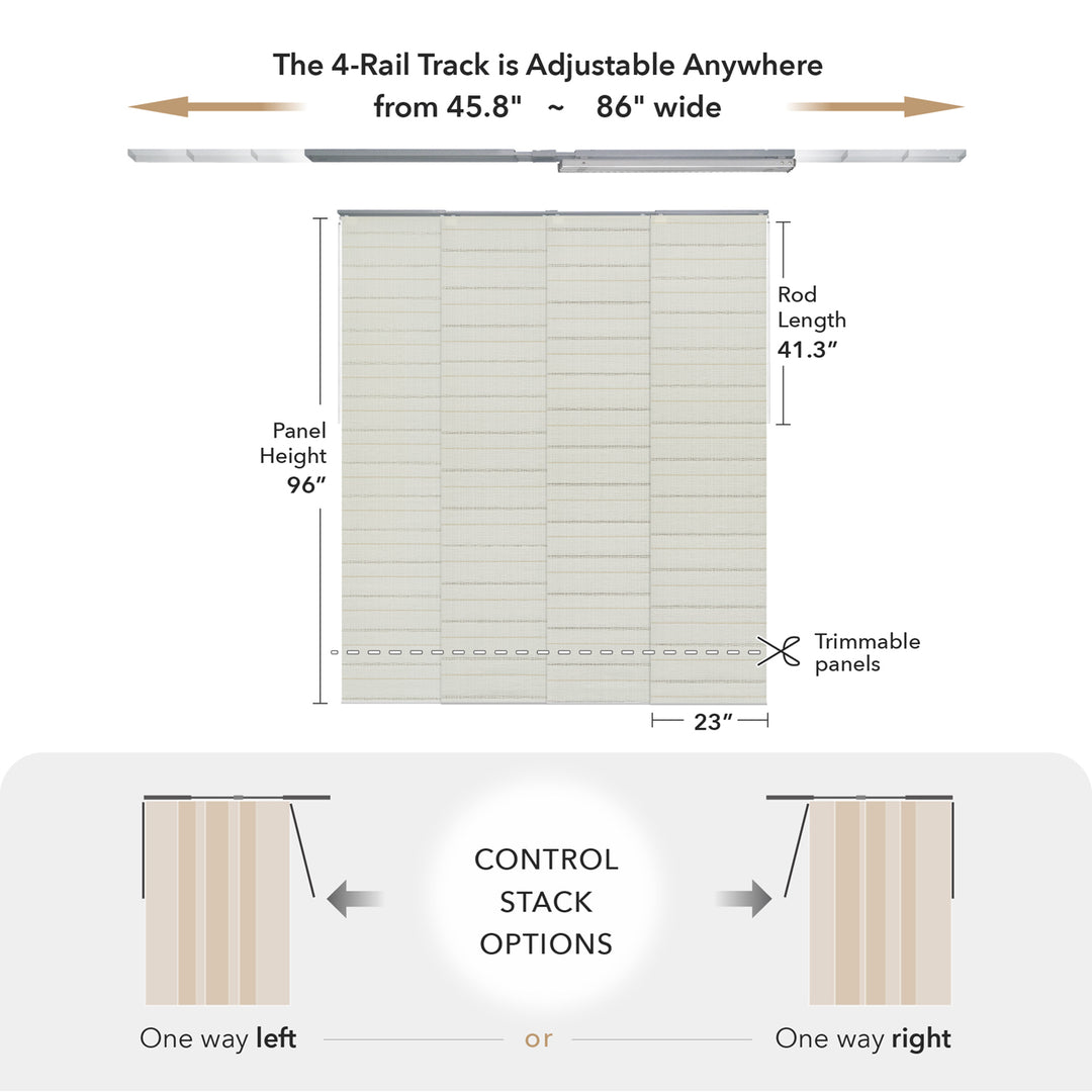 Horizon adjustable panel track blinds