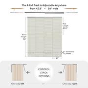 Horizon adjustable panel track blinds