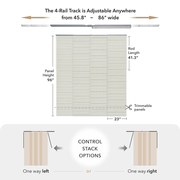 Horizon adjustable panel track blinds