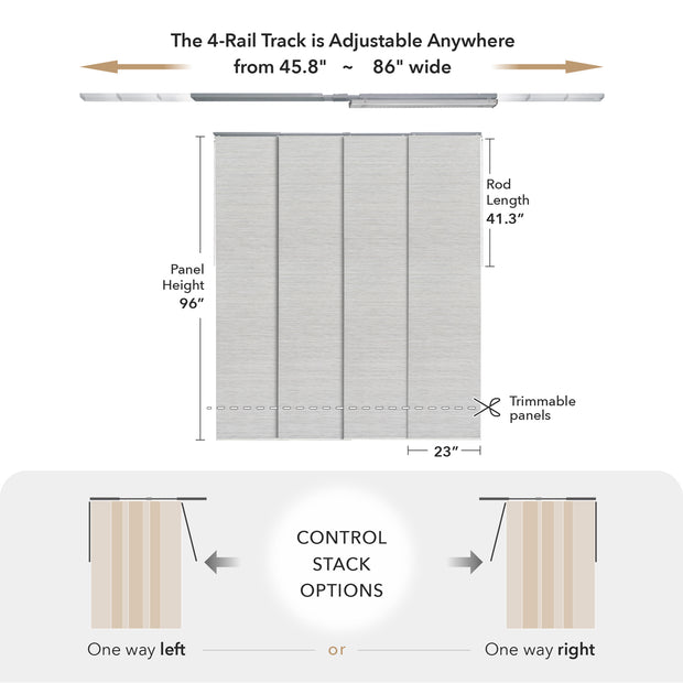Marble 4-rail track panel blinds