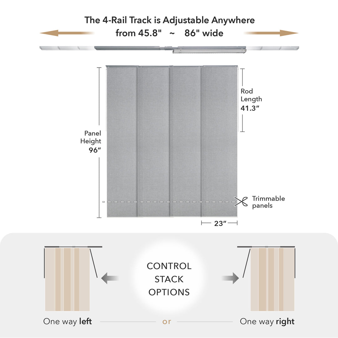 Diamond Silver panel track blinds SPEC