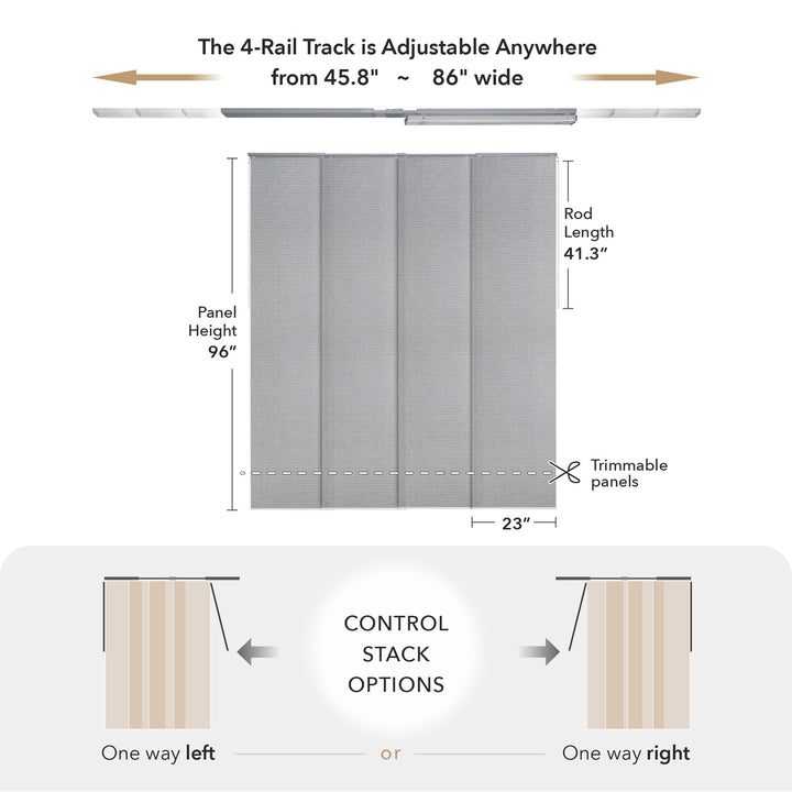 Diamond Silver panel track blinds SPEC